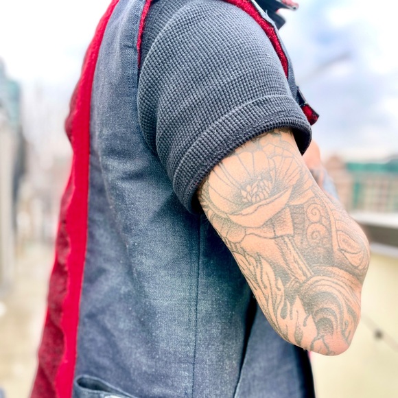 🦊 FOX & VIXEN || HANDMADE VINTAGE || Unisex Blanket-Lined Dead-Stock Denim Vest - Picture 8 of 16